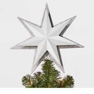 LED Light Star w/ Silver Glitter Star Tree Topper